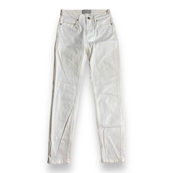 EVERLANE JEANS 25 BONE WHITE HIGH RISE RELAXED ANKLE SLIM SKINNY PREPPY CASUAL - Picture 1 of 7
